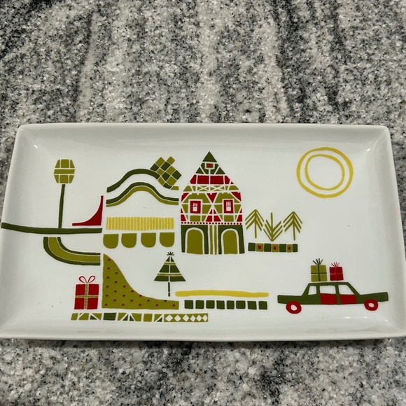 Crate & Barrel 10" Christmas Tray Appetizer Plate‎ Julia Rothman - Picture 2 of 5